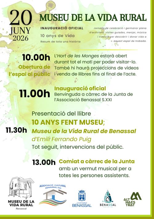 Inauguració Museu Vida Rural de Benassal. Presentació llibre. 10 aniversari associació.