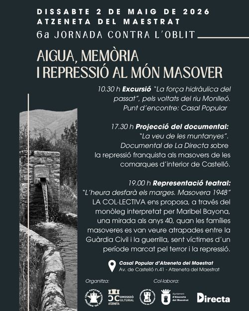 6à Jornada contra l'oblit: Aigua, memòria i repressió al món masover